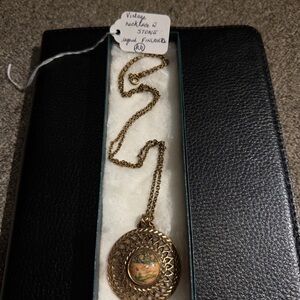 Gold Pendant Necklace with Stone